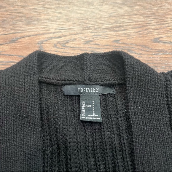 💙 Forever 21 Black Women's Knit Open Front Cardigan Sweater Small - Picture 3 of 3
